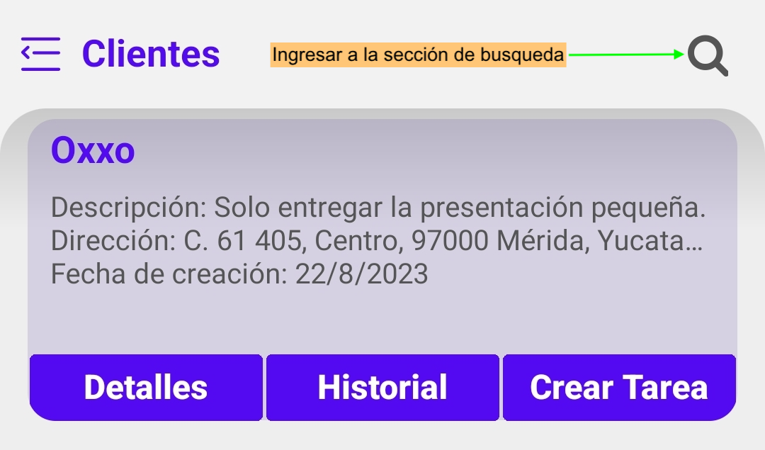 Clients search button