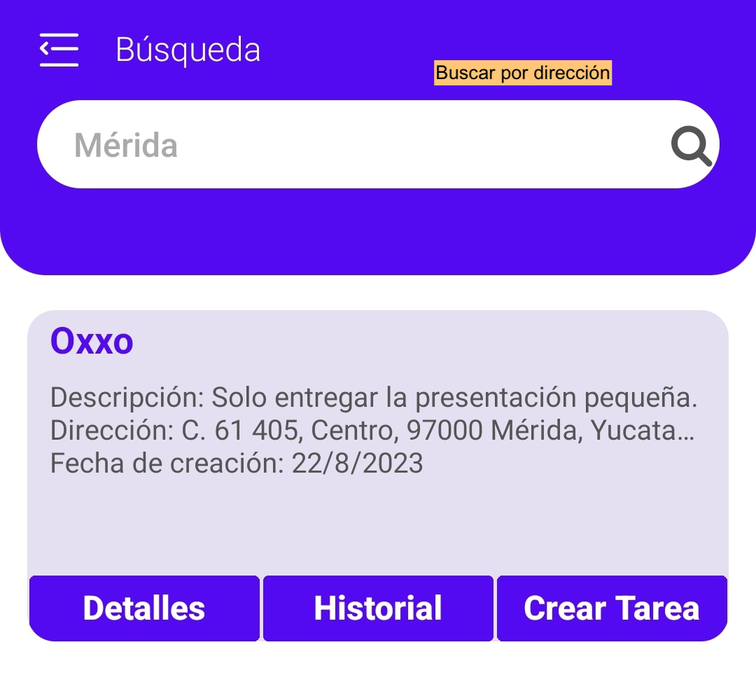 Client search by address