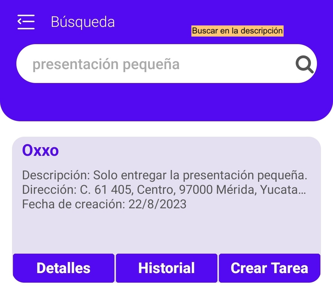 Client search by description